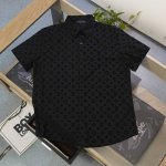 上新120 【款号：Jxa122】 2025新款Louis Vuitton路易威登Lv整版植绒四叶草Logo提花休闲情侣短袖衬衫，采用纯棉面料，体感更舒服，定位