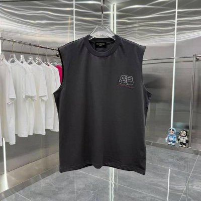 Bal 巴黎世家 2025夏季新款 无袖背心 个性印花 男女同款宽松版 S M L Xl Xxl 五个码 颜色 黑色 白色 灰色
