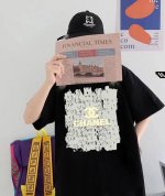 Chanel香奈儿圆领短袖半袖T恤 面料采用260克纯棉双纱食毛面料 双线二本针压线 久洗不变形 原版定制三标 高端进口印花 随意水洗 情侣可穿 男女同款 黑色