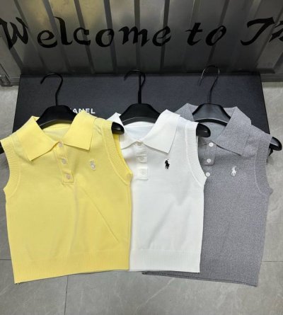 Ralph Lauren 拉夫劳伦Rl小马刺绣翻领针织背心 款号：25670104324 颜色：黄色 白色 灰色 尺码：均码 80-125斤