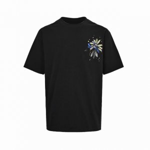 chrome Hearts 克罗心 彩绘花瓣短袖 采用直喷进口机器印花 五金辅料均开磨定制 正确配置 黑色2025克罗心正品包装 克定制定染双纱棉 版型大 宽松