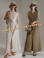 连衣裙 高品质！重磅酵洗100%纯亚麻面料！门襟排扣重工本布包扣纯手工缝制！下摆前中开衩设计，围绕亚洲女性身材曲线设计改良，上身大气 高级 干练 ，狠有质感！两