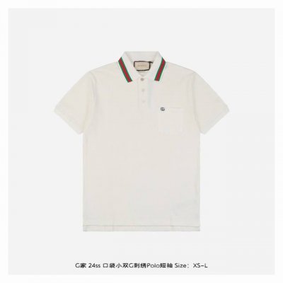 gucci 古驰 24Ss 口袋小双G刺绣polo短袖 纯棉珠地棉面料经典款polo衫 经典系列 图案装饰让商务休闲风增添了经典的色彩 整体高级简单大方 面料有