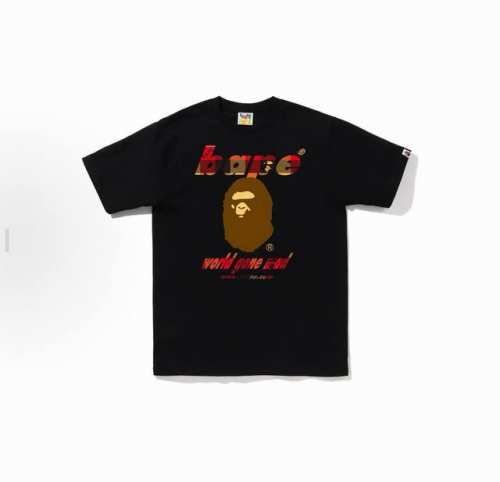 001043款Bape Fw22 Block Check Wgm Ape Head Tee 猿人字母印花休闲短袖T恤 男女同款 码数Smlxlxxl 黑红，白红