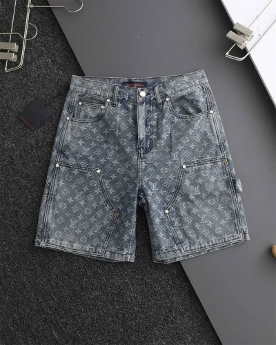 顶级复刻 Louis Vuitton路易威登 Lv Ss25夏季新款提花满印Logo图案经典款牛仔短裤 官网同步 男女同款 面料：原版一致面料 细节1:1复刻