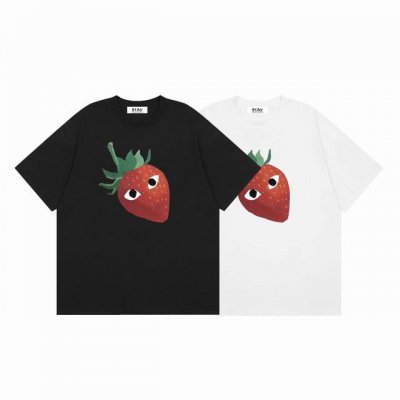 comme Des Garcons川久保玲play 草莓款爱心印花夏季短袖T恤衫 颜色： 白色 黑色 尺码：M L Xl Xxl 价格p： 三标齐 款号：Cj3