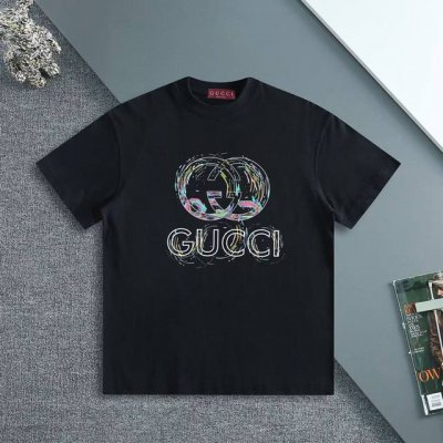 高品质]Gucci 古驰 25Ss G字母印花短袖 面料采用280克重精梳棉，定制32支1*1螺纹，成衣两遍水洗处理，面料舒适亲肤无异感，定制定染面料，纺织密度