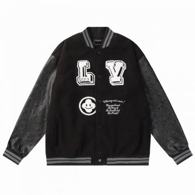 款号B99 Lv 新款毛巾绣万针刺绣棒球服 高克重尼料搭配压花工艺荔枝纹皮革袖子 重工五金配件，扣子一比一还原 M L Xl Xxl