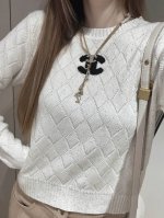 P410顶级原单Chane*25222新款针织长袖面料柔软舒适 适合通勤百搭 立体菱格珠片设计闪闪发亮穿上不会臃肿！尺码Sml现货2色