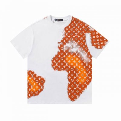 上新 louis Vuitton 路易威登 满印渐变字母老花短袖 24Ss 橙纹老花字母印花短袖 面料采用230克重精梳棉 定制1*1螺纹 成衣两遍水洗处理 面