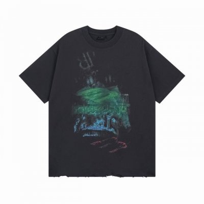 Balenciaga 巴黎世家2025 Ss 前后模糊图案直喷洗水磨烂破坏做旧下摆手工打磨短袖T恤 本市场No.1的质量 真正天花板品质 全部原版开发注意细节图