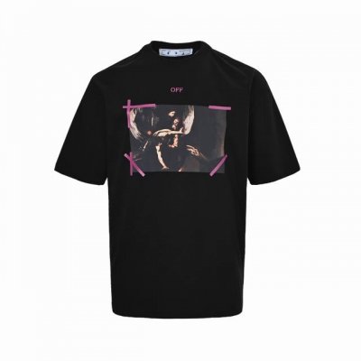 Off-White 23Ss 天使卡拉瓦油画紫箭头短袖 Oversize版型，最大码可穿到220斤左右，对体宽的大哥非常友好，面料采用的260克32支纯棉活性黑