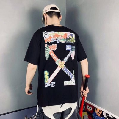 Off White 涂鸦喷绘印花短袖Tee男女同款 搭配情侣更赞哦 官网发售款｜超级推荐｜超人气单品 Ins小红书热门爆款三标齐全 专用包装袋 一大批潮人已经在