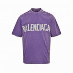 balenciaga 巴黎世家 25Ss 美纹纸胶带炒色水洗破洞短袖 夏日多巴胺水洗美纹纸黄胶带破坏系列 胸口印花采用康丽数码直喷工艺 字母褶皱感形态逼真 字母