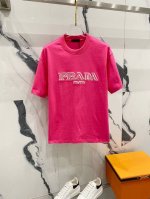 prada 普拉达 320克圆领短袖T恤 立体刺绣+喷印字母Logo标识 官方同步 1:1原版开模 时尚个性 百搭潮流 纯原品质 原版洗水面料 吊牌 领标 水洗
