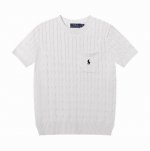 女款 拉夫劳伦Ralph Lauren圆领纯色胸前口袋小马刺绣Logo针织短袖 手感软糯，舒适亲肤，通身绞花编织设计，工艺复杂，耗时费力，圆领的设计，修饰脖颈线