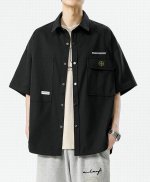 stone Island 石头岛夏季海外官网纯色基础款肌理纹质感短袖衬衫，男女同款 Ins 抖音 微博各大网红博主纷纷上身，版型好看，上身有型，修饰完美身形，精