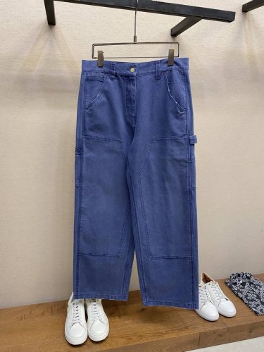 prada 25Ss三角徽标伐木复古牛仔裤 正品23296购入 定制定染斜纹珠帆牛仔面料 云绒棉袋布 成衣炒色 多位马骝 人工磨位 定制1 1古铜工字扣 定制1