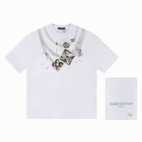w2656# Louis Vuitto*2025最新款短袖 材质:采用高版本300G双纱精梳棉 尺寸:S M L Xl 颜色:黑色 白色