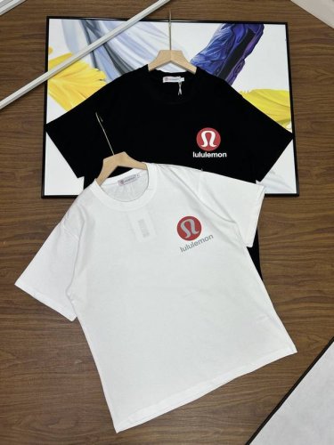 露露新款圆领纯棉T恤短袖情侣男女同款夏季品质短袖Lululemon 露露乐蒙专柜同款早春系列 Lulu前后Logo印花圆领短袖T恤男女同款定织定染纯棉240克重