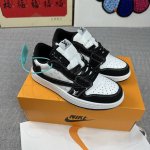 高版本新款Air Jordan 1 Low 倒钩 Lv联名款 白黑倒钩 防滑耐磨 男女同款 36-44