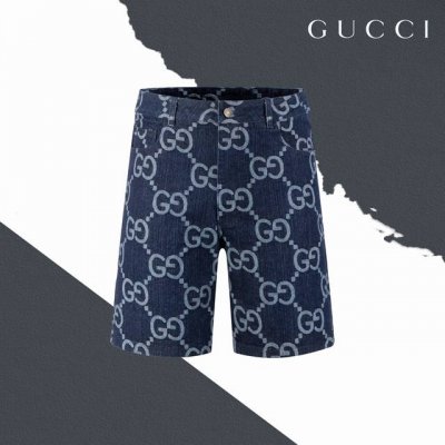款号Sl49 Gucci古驰麻花满印水洗牛仔短裤 定制水洗牛仔丹宁面料烫金Logo压花皮标 三标齐全 官网细节统一 整体短裤设计感十足 经典格子Logo无论是看