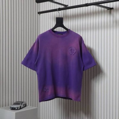 Chromehearts 克罗心 25Ss 马蹄贴布刺绣烧花水洗破洞短袖T恤 秀场私人订制系列 整衣做旧激光烧花定制300克双纱面料 美式酸洗做旧原身布激光烧花