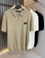 Dolce&Gabba*A 杜嘉*纳2025春夏新款短袖针织衫，专柜同步发售！定制专属纯棉面料，胸前皮革Logo设计！简约大方，从容百搭，档次极高，完美融入时尚