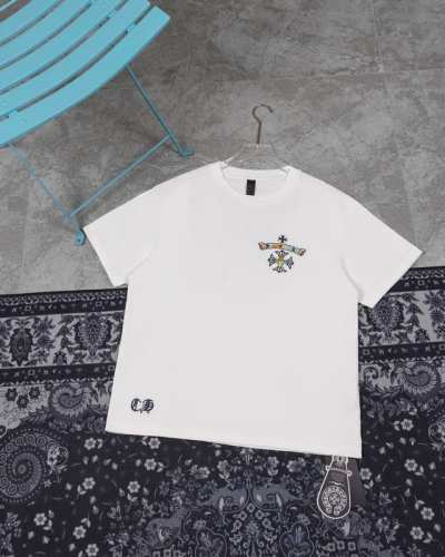 款D03 克罗心 高品质 Chrome Hearts 克罗心 2025春夏最新基础短袖T恤，重工刺绣 潮流感十足定染纯棉面料320克，Os版型 颜色:黑 白 码