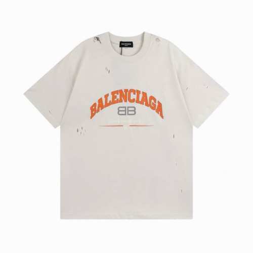 Balenciaga 巴黎世家2025 Ss 经典Bb剪刀Logo字母印花水洗做旧破洞短袖T恤 本市场No.1的质量 真正天花板品质 全部原版开发注意细节图 避