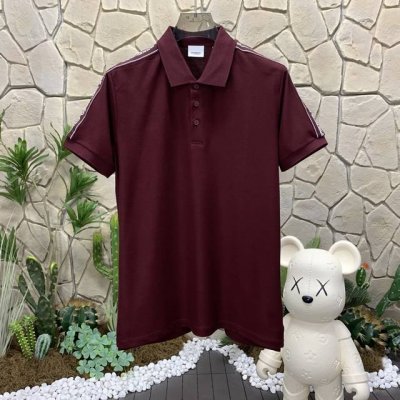 panda版本 供货 #代购级 巴宝莉 Burberry博柏利 条纹织带纽扣直筒短袖polo衫 男款 深紫红色 巴宝莉 2025Ss夏季新款字母Logo翻领po