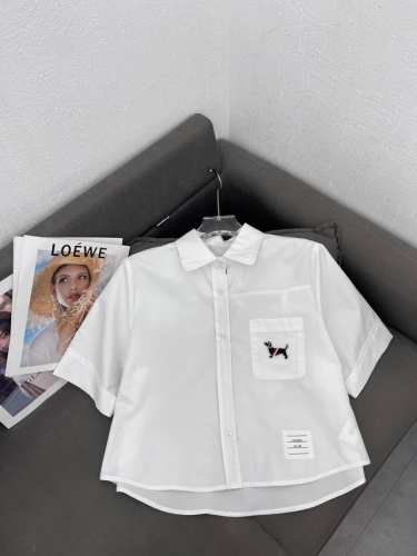 Thombrowne 新款Tb学院风门津织带口袋狗狗短款白衬衫休闲百搭衬衣 一色三码Sml 面料:棉