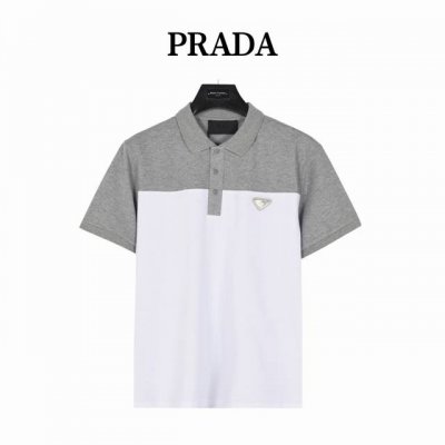 prada 普拉达 简约拼接短袖Polo衫 全新美学灵感趣味设计,渠道性质精品。让整体造型设计更加优雅时尚，今夏最火系列，无数明星潮人追捧。裁剪工艺细节处理工整