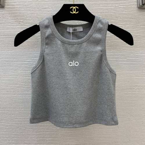 款号D25061248 Aloyoga新款 胸前立体硅胶Logo徽标时尚性感露肚脐小背心P！灰 白 黑，均码 胸围66，衣长36