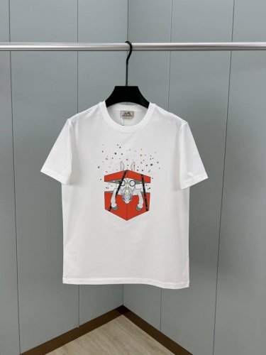 hermèS.爱马仕 25春夏新品数码印花短袖T恤，定制80支双股丝光棉面料；黑色 白色 S～Xxxl 可定制4Xl、5Xl