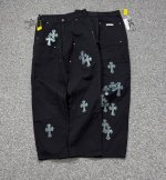款号：H813 Chrome Hearts & 克罗心 25Ss星空限定十字架卡哈特底板伐木裤牛仔阔腿裤 意产特种牛皮印花再切割 订制羊皮三层粗线帖皮 整体拼接
