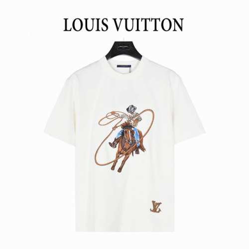 louis Vuitton 路易威登 走秀款 重磅西部牛仔刺绣短袖T恤 西部牛仔万针刺绣重磅300克短袖T恤 顶级复刻版本 三标齐全 采用高克重300克纯棉精梳