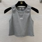 款号D25061248 Aloyoga新款 胸前立体硅胶Logo徽标时尚性感露肚脐小背心P！灰 白 黑，均码 胸围66，衣长36
