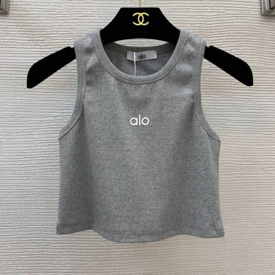 款号D25061248 Aloyoga新款 胸前立体硅胶Logo徽标时尚性感露肚脐小背心P！灰 白 黑，均码 胸围66，衣长36