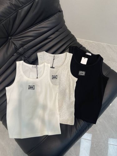 Dior 简约徽标字母点钻图案背心！ 强烈推荐热卖款！做工品质看细节 黑白灰 Sml Aa