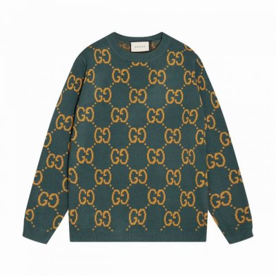 gucci古驰满身双G字母提花圆领毛衣 颜色 绿黄 码数 S M L Xl Xxl