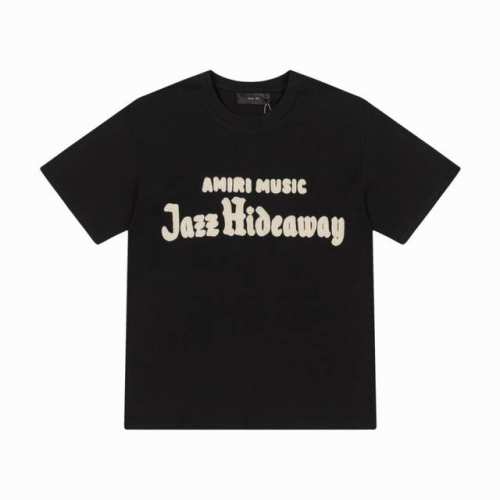 8038# ,Amiri仿古线Logo绣花宽松版T桖，采用300克重面料，颜色：黑色，尺码：S M L Xl
