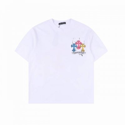chrome Hearts 克罗心 霓虹十字架印花短袖 面料采用 克重精梳棉，定制32支1*1螺纹，成衣两遍水洗处理，面料舒适亲肤无异感，定制定染面料，纺织密度