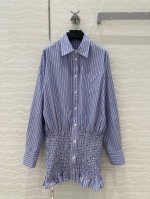 独家首发！原单品质Pr高智感穿搭！打揽包臀设计高级感衬衫连衣裙！定制色织条纹纯棉衬衫面料，白富美必入叠搭神器！气质小翻领落肩宽松版型百搭不挑人！又A又飒的时髦精