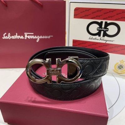顶级原单品质Ferragamo 双色双面可用.一条顶两条.双面同等质量.牛皮带身 品牌：菲拉格慕男士皮带真皮腰带. 等级：高端品质顶级做工！认准如图专柜包装 材