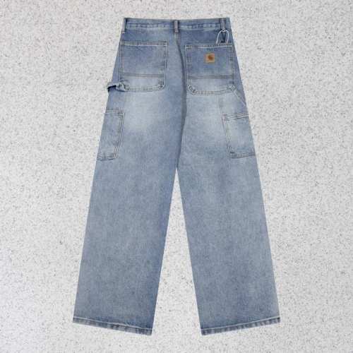 款号：H549 Carhartt Wip｜24Ss 卡哈特 美式复古宽松重磅水洗伐木工装牛仔裤 整体剪裁采用了立体结构剪裁 拼接工装视觉效果极佳，工装设计，简约
