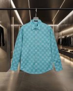 Lv 路易威登爆款来袭 全幅Damier Monogram图案 棋盘格长袖衬衫 2025Ss官网新款长袖 衬衫 衬衣，精美印花Logo 高端版本，专柜定制面料