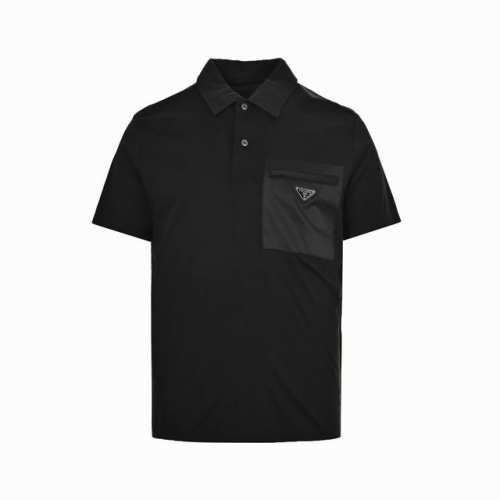 Prada 普拉达 25ss 三角标尼龙口袋拼接Polo短袖 原版8300香港海港城购入，原版材质，衣身布料60支双股精棉，69%棉31%桑蚕丝布料，手感柔软舒