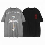 白底细节图 款号 7001-高端品质 25年最新款Choice Hearts硅胶烫钻镭射十字架做旧短袖T恤 面料 270G纯棉双纱 颜色 做旧黑 做旧灰 尺码