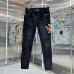 amiri 涂鸦贴布图案刺绣街头潮流修身小脚弹力牛仔裤 颜色 黑色 码数 30 32 34 36 38